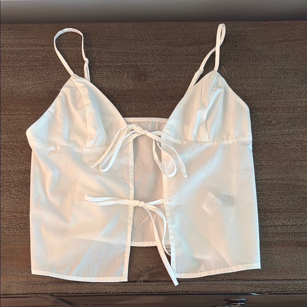 White Tie-Front bow top